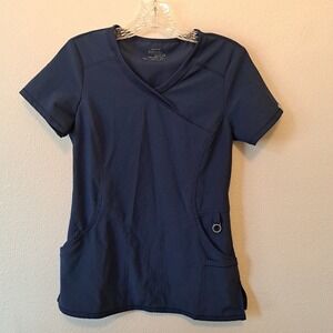 Cherokee Infinity Navy Blue Mock Wrap Scrub Top XXS 2625A Antimicrobial Athletic